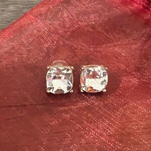CZ Square Cut Earring with Gold Setting Large Costume Jewelry
